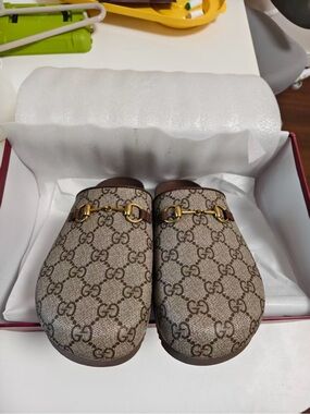 Gucci GG Canvas Horsebit Clog Mule - Brown/Beige